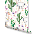 Watercolor Cactus Llamas Wallpaper