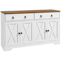 Farmhouse Storage Sideboard, Buffet Cabinet w/ Barn Doors & Adjustable Shelves, White