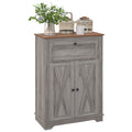 Farmhouse Sideboard Storage Cabinet with Doors and Drawer, 23.5"x11.75"x34.5", Gray