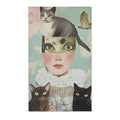 Whimsical Cat and Bird Collage Accent Rug