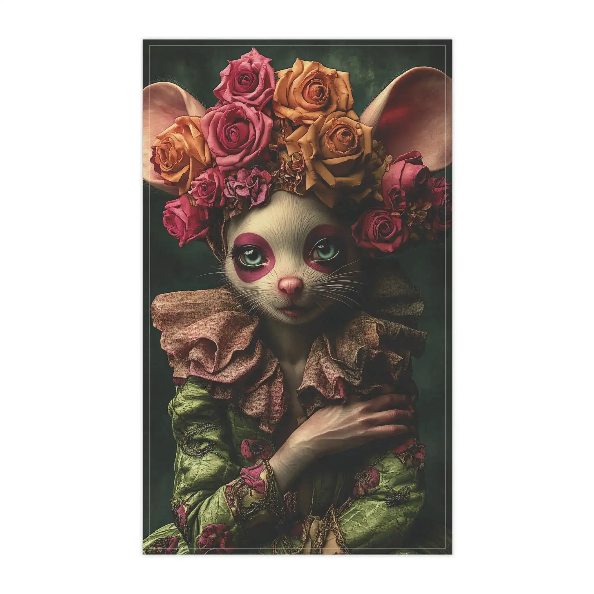 Whimsical Floral Mouse Cotton Kitchen Towel