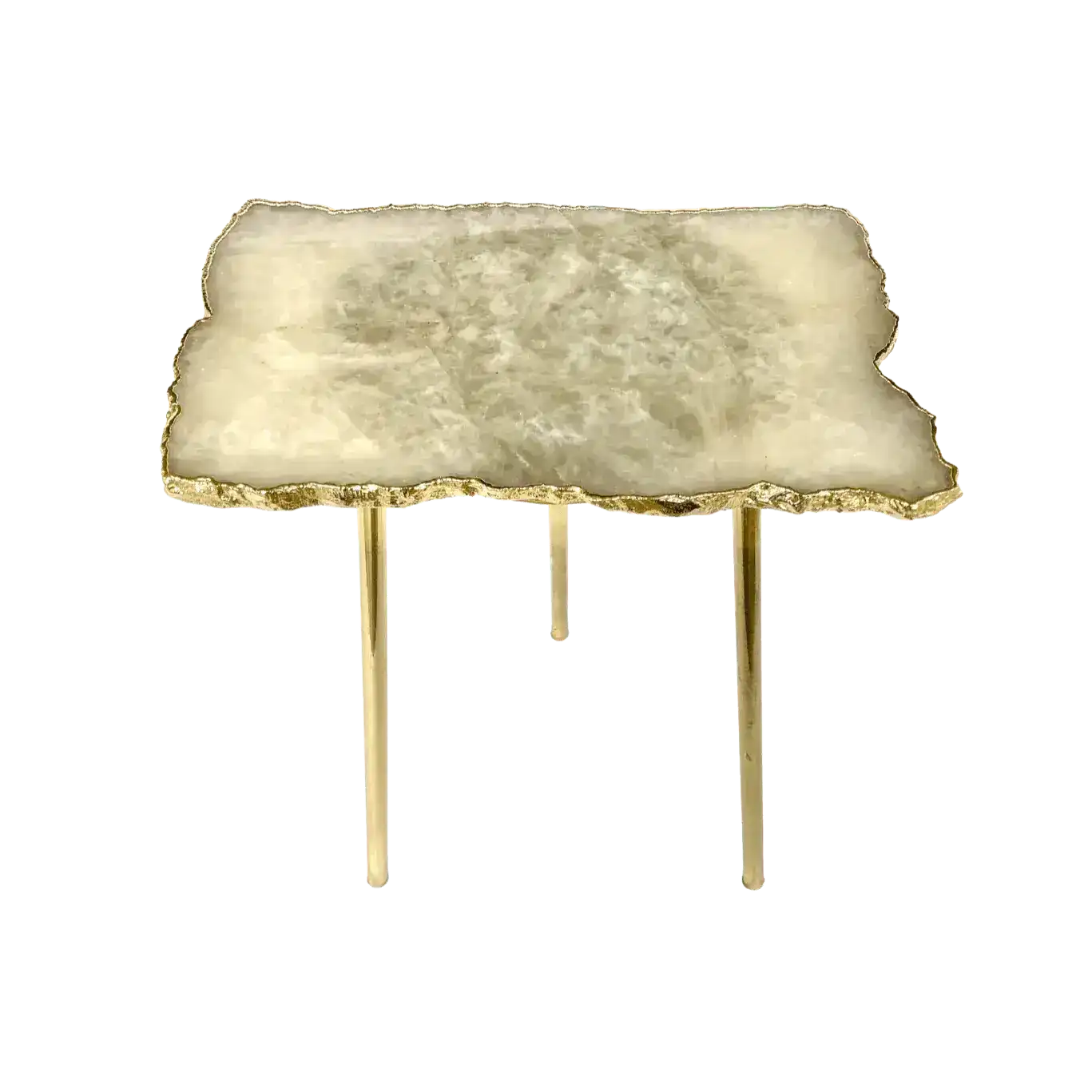 White Agate Quartz Organic Edge Accent Side Table