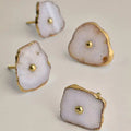 White Agate Stone Cabinet Drawer Knob - Set of 6