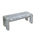 White and Blue Floral Bone Inlay Bench