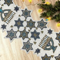 White and Blue Hanukkah Decorative Beaded Table Runner