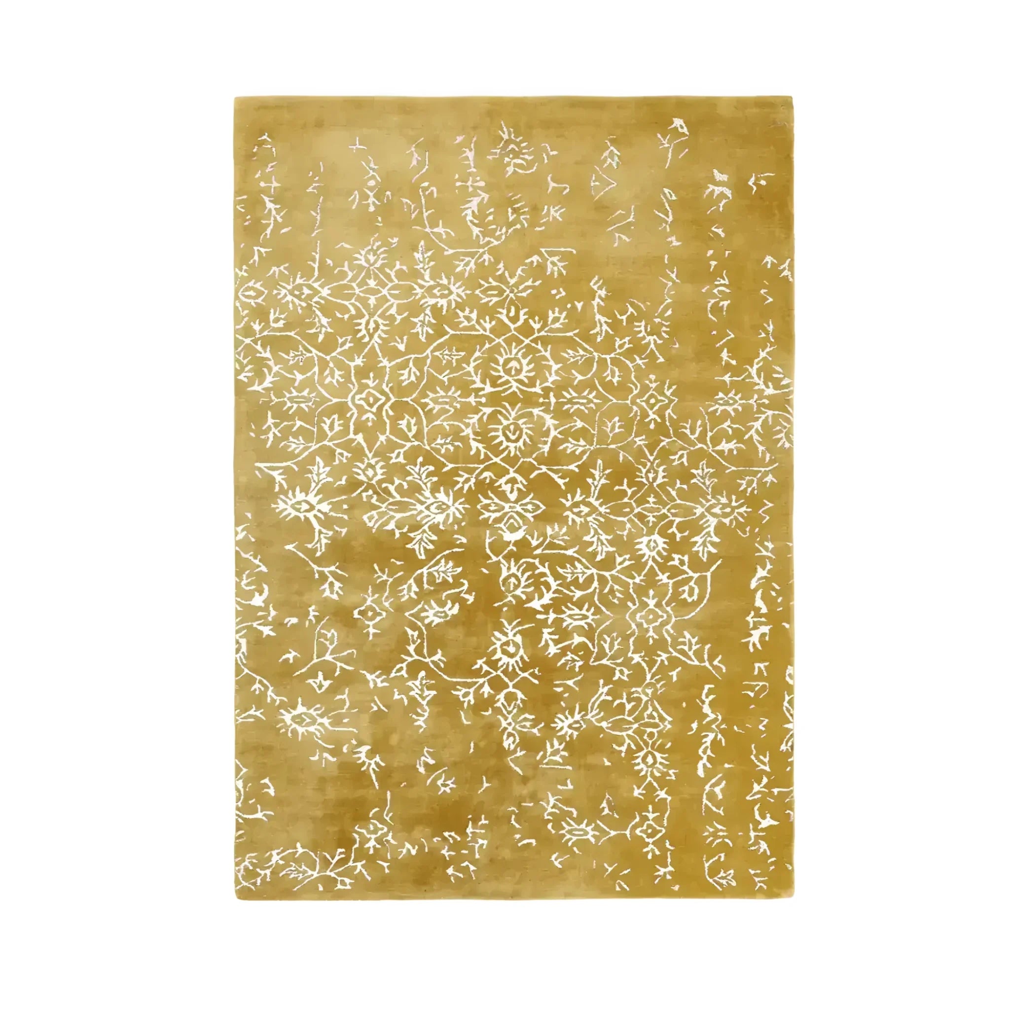 White Bloom Elegant Hand Tufted Viscose Rug - Golden