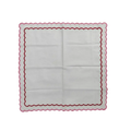 White Cotton Napkins with Pink and Red Trim