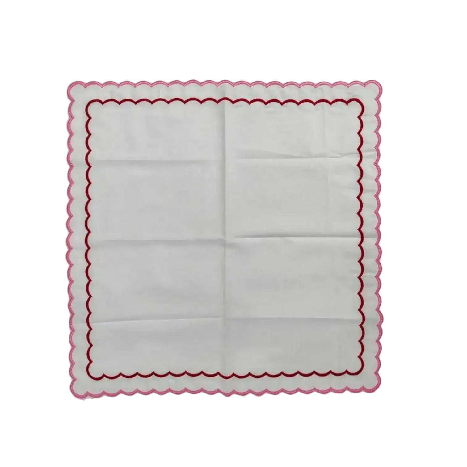 White Cotton Napkins with Pink and Red Trim
