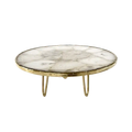 White Crystal Agate Cake Stand with Brass Legs