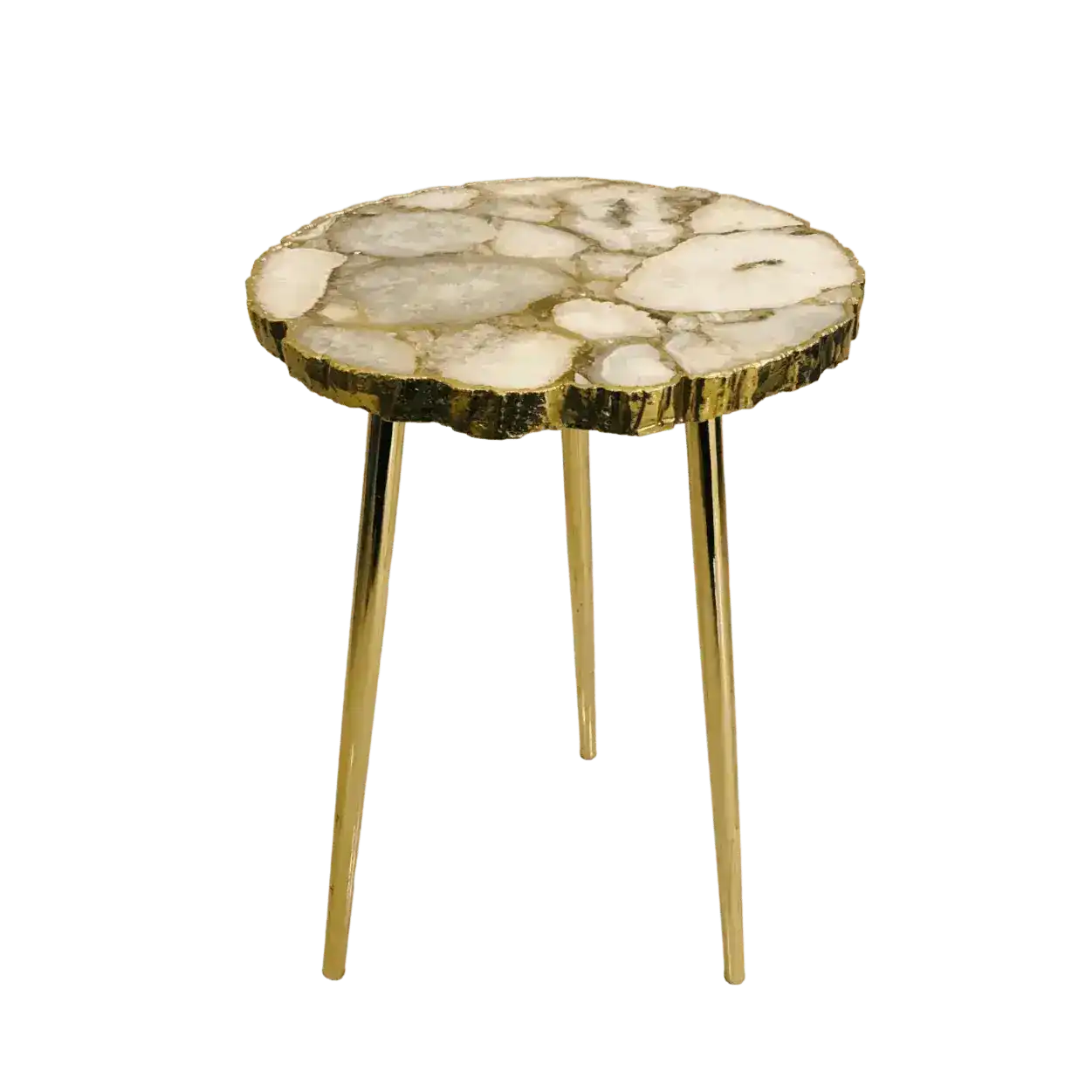 White Crystal Agate Organic Edge Accent Table