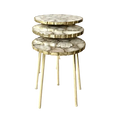 White Crystal Agate Round Nesting Tables - Set of 3
