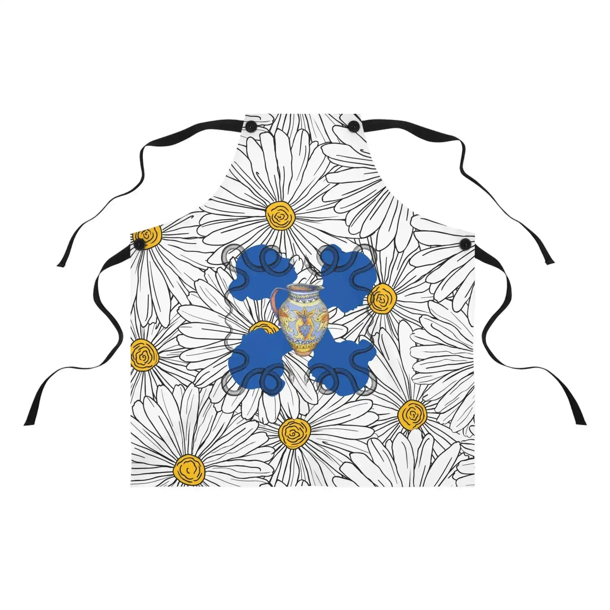 White Daisy Ladies Blue Apron