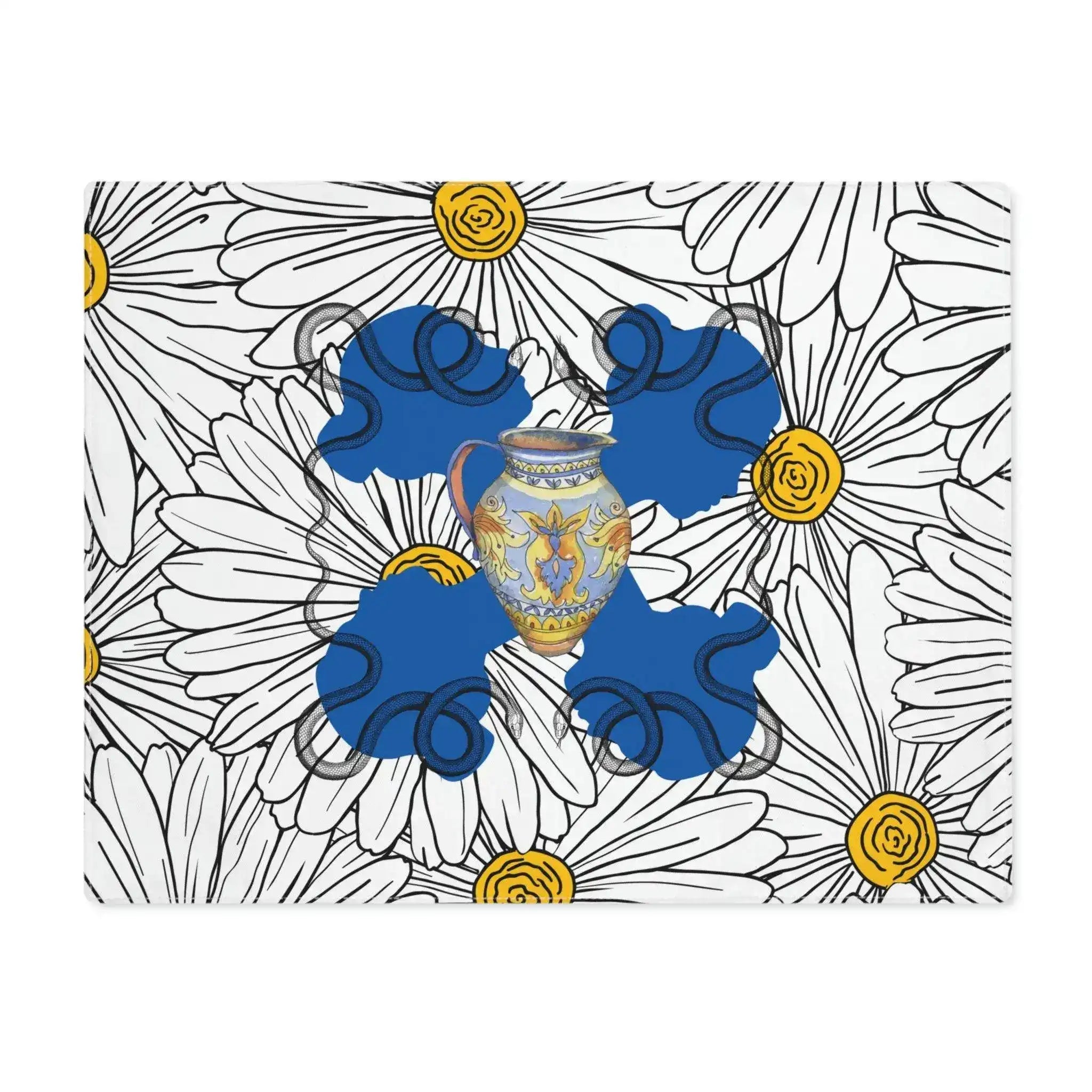 White Daisy Ladies in Blue Placemat