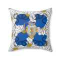 White Daisy Ladies in Blue Polyester Square Throw Pillow