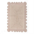 White Wash Handmade Scalloped Jute Area Rug – 2 x 3 ft for Living Room