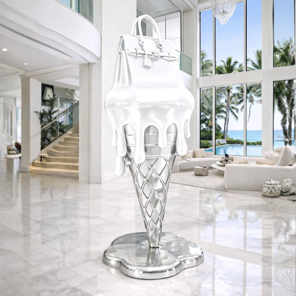 OSO Stainless Steel Molten Icon Sculpture - Height: 108 inch (274 cm) / White