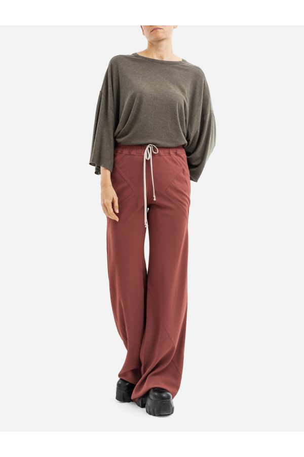 Rick Owens Drawcord Wide-Leg Trousers — Red