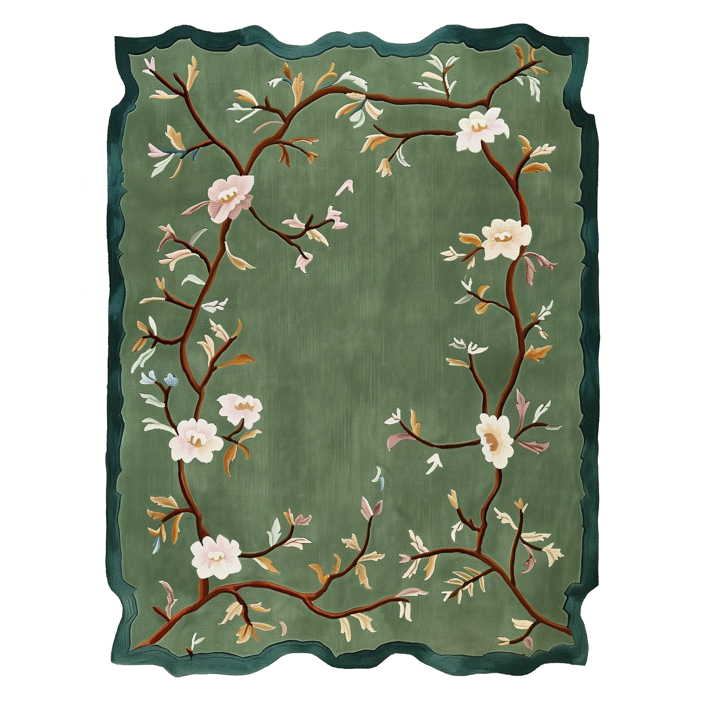 Wild Bloom Frame Hand Tufted Wool Rug