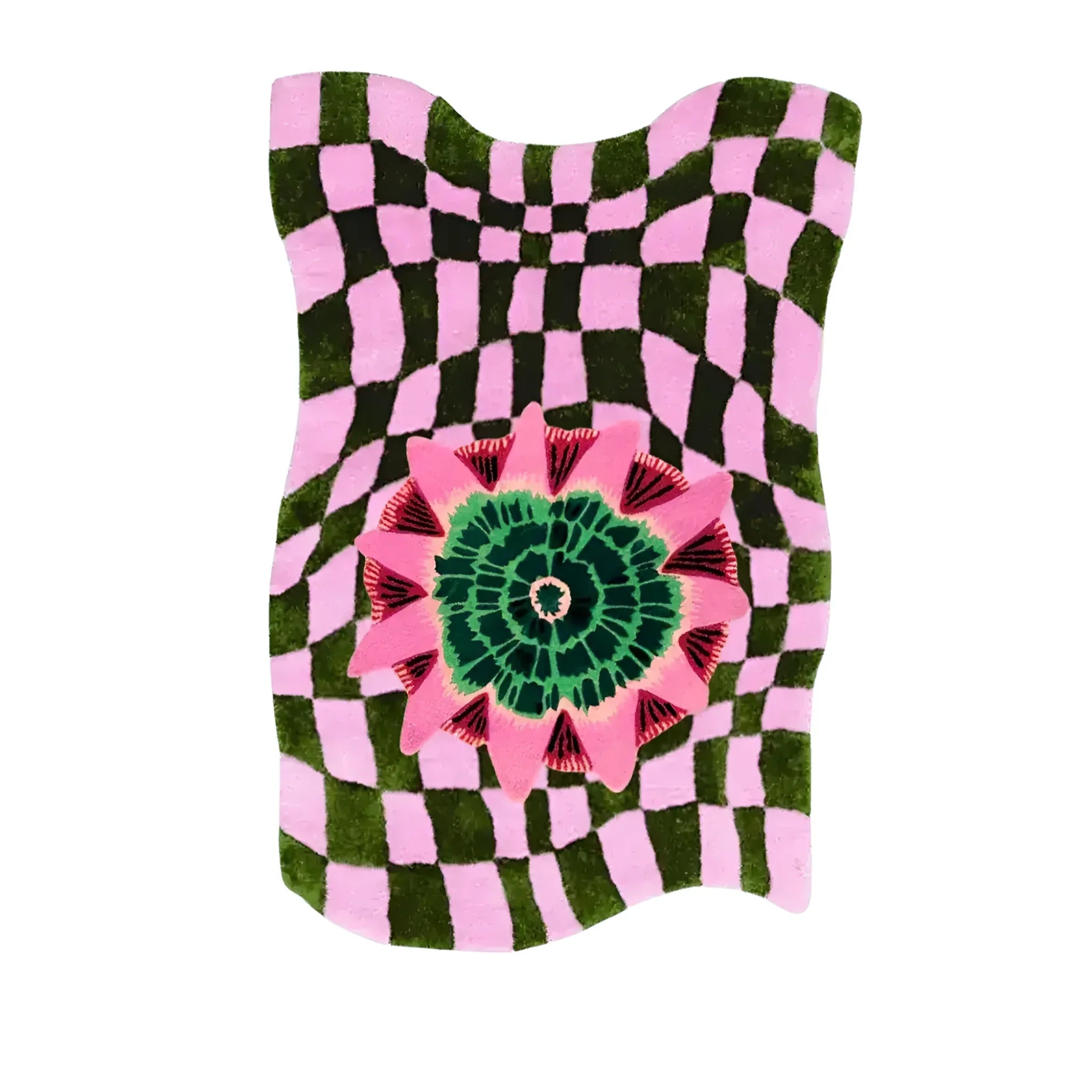 Wild Flower Wavy Checker Hand Tufted Wool Rug