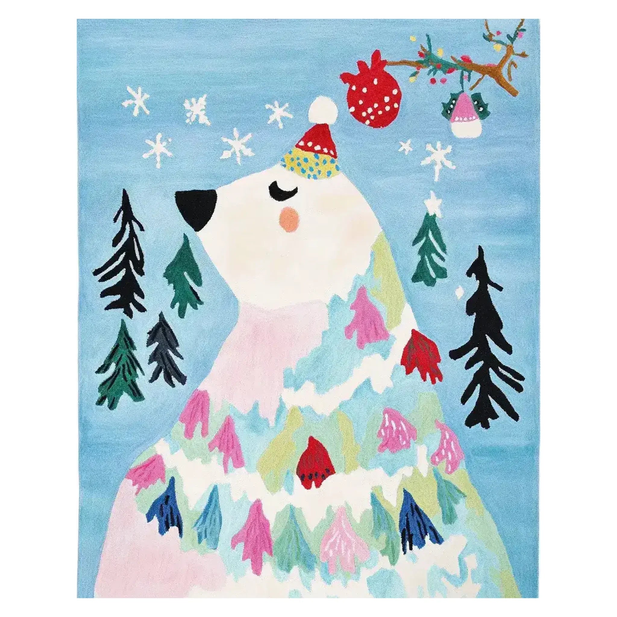 Winter Bear Whimsy Hand Tufted Rug
