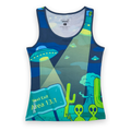 Sprints Womens Running Tank - Uninvited Alien Antics