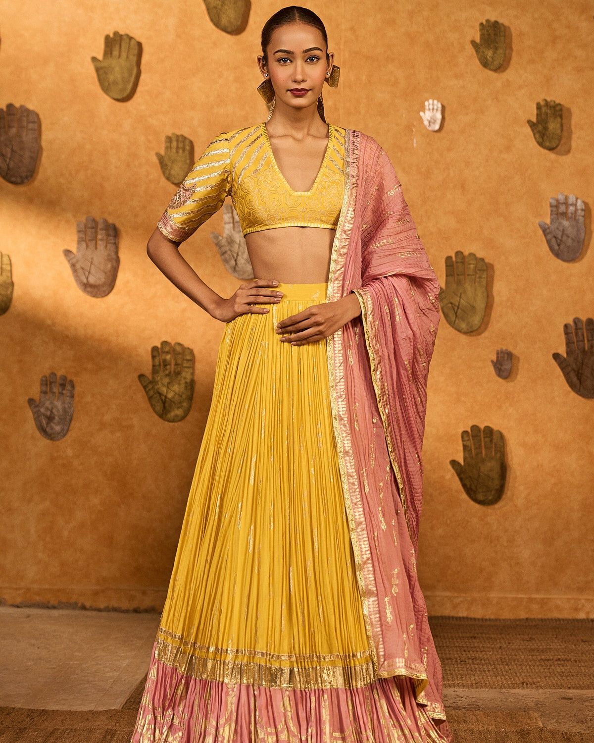 Spiced Ochre Lunar Lehenga Set By KYNAH, Luxury Indian Fashion & Bridal Wear