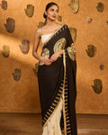 Black & White Moon Fish Sari By KYNAH, Luxury Indian Fashion & Bridal Wear
