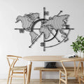 World Map Meridians Metal Wall Decor