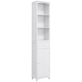 3-Tier Bathroom Linen Cabinet with Drawer & Door, Bathroom Storage Cabinet, White