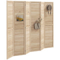 6-Panel Room Divider, 5.6 Ft. Tall Pegboard Folding Privacy Screen Panels, Natural
