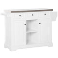 Stainless Steel Rolling Kitchen Cart with Spice Rack and Storage, White