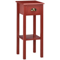 2 Tier Side Table with Drawer and Shelf End Table for Living Room and Hallway Red