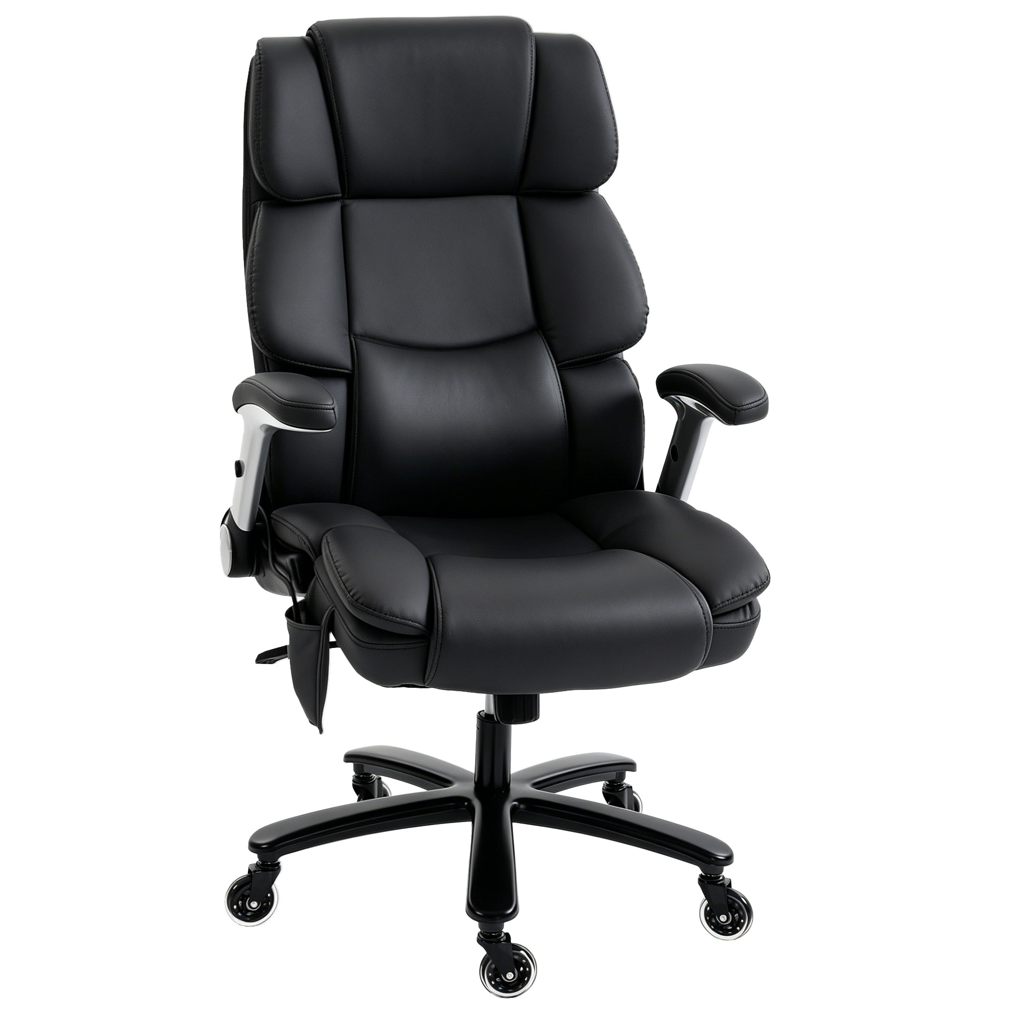 400 lb Big & Tall Office Chair with Airbag Lumbar, Flip-Up Arms, Black