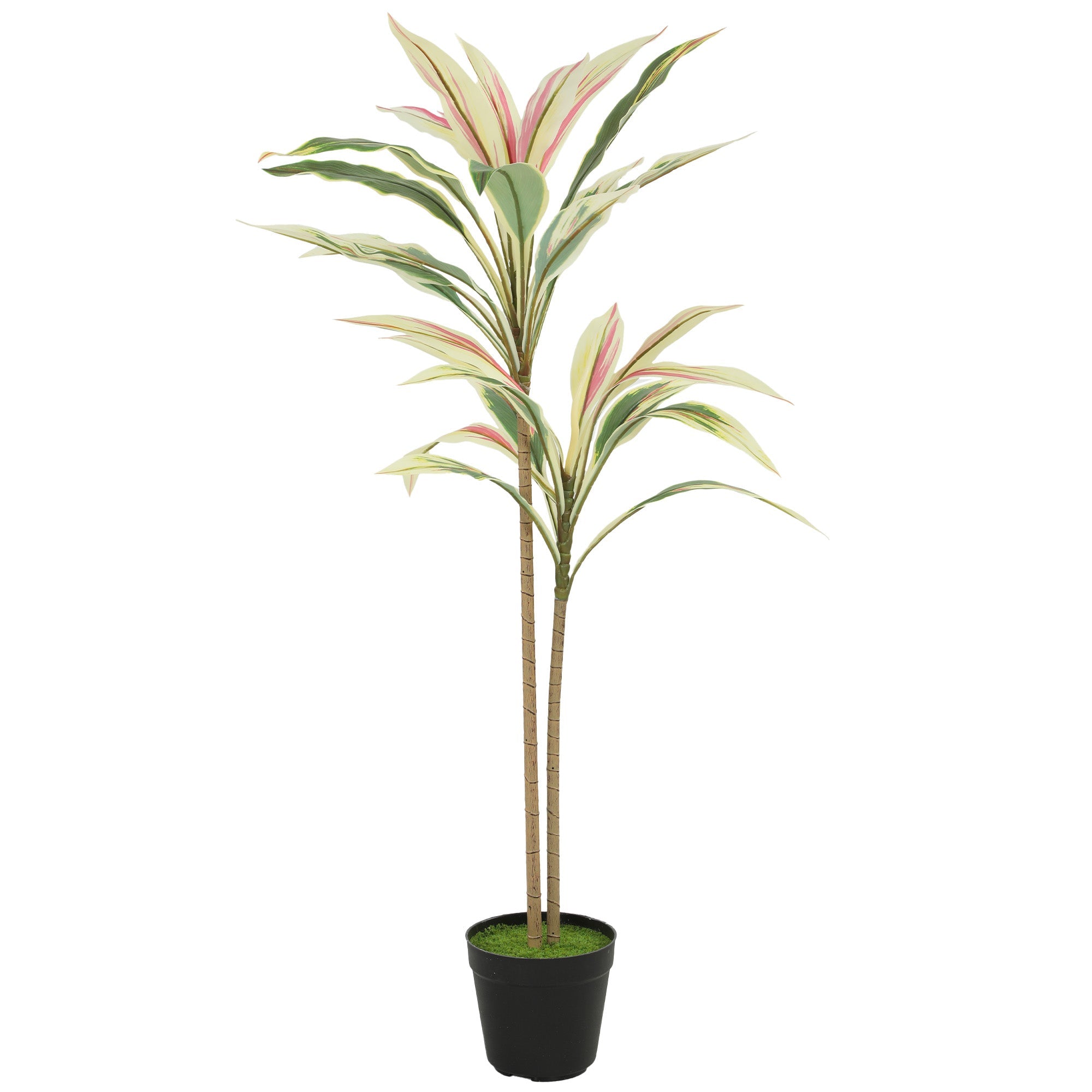 90 cm Artificial Cordyline Tree with 29 Leaves in Moss Effect Pot, Yellow
