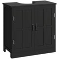 Under-Sink Pedestal Cabinet with Double Doors and Adjustable Shelf, Black