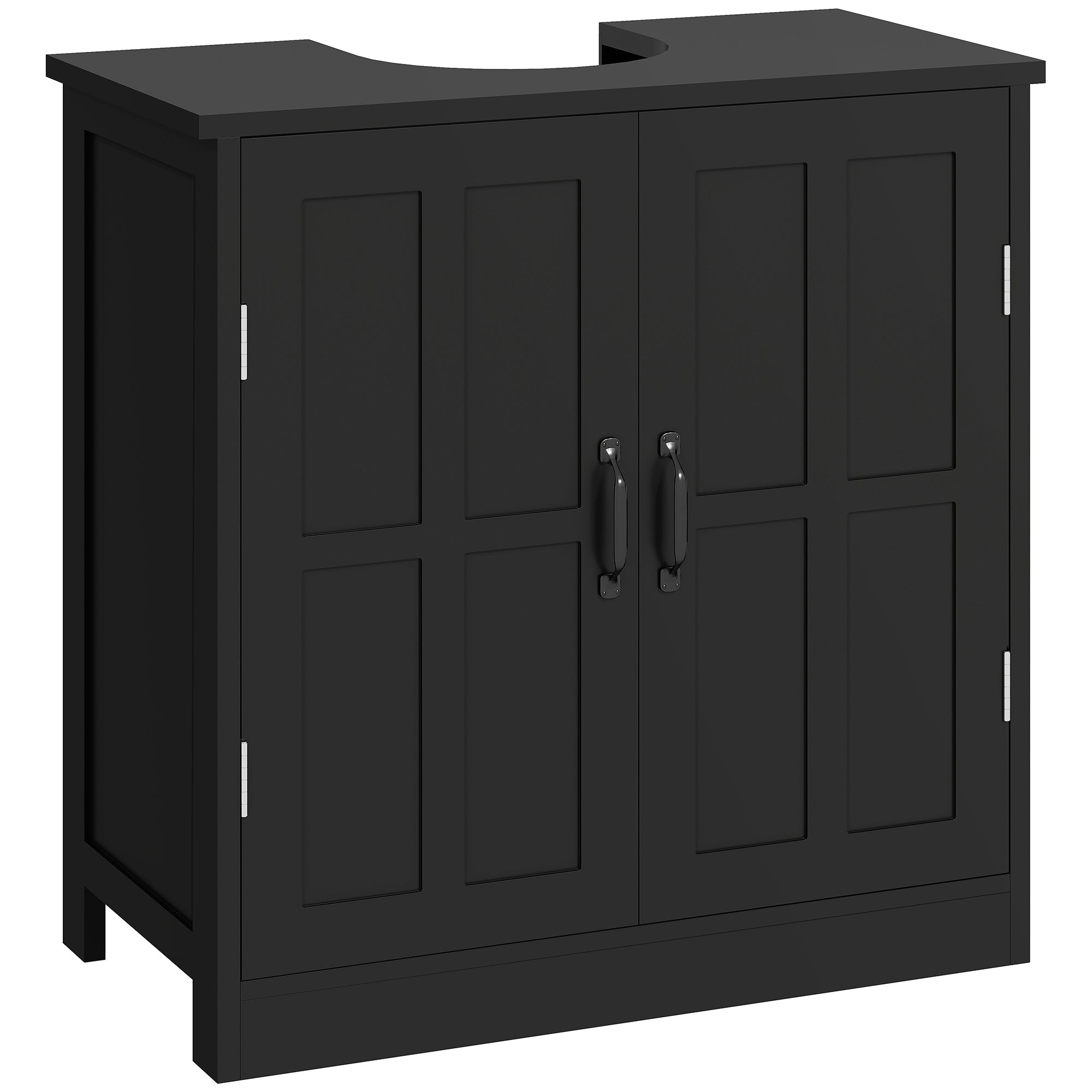 Under-Sink Pedestal Cabinet with Double Doors and Adjustable Shelf, Black