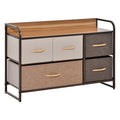 5 Drawer Dresser Storage Tower Sturdy Steel Frame Wood Top for Bedroom Hallway
