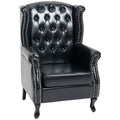 Chesterfield-style PU Leather Armchair, Button Tufted Accent Chair with Nailhead Trim, Black