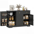 47" Farmhouse Sideboard with 3 Barn Doors, Drawer & Adjustable Shelves, Black