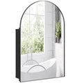 Arched Bathroom Mirror Cabinet, Bathroom Wall Cabinet with Mirror and Storage Shelves, 50 x 76 cm, Black