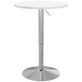 Round Adjustable Pub Table with 360?? Swivel Top & Steel Base, White