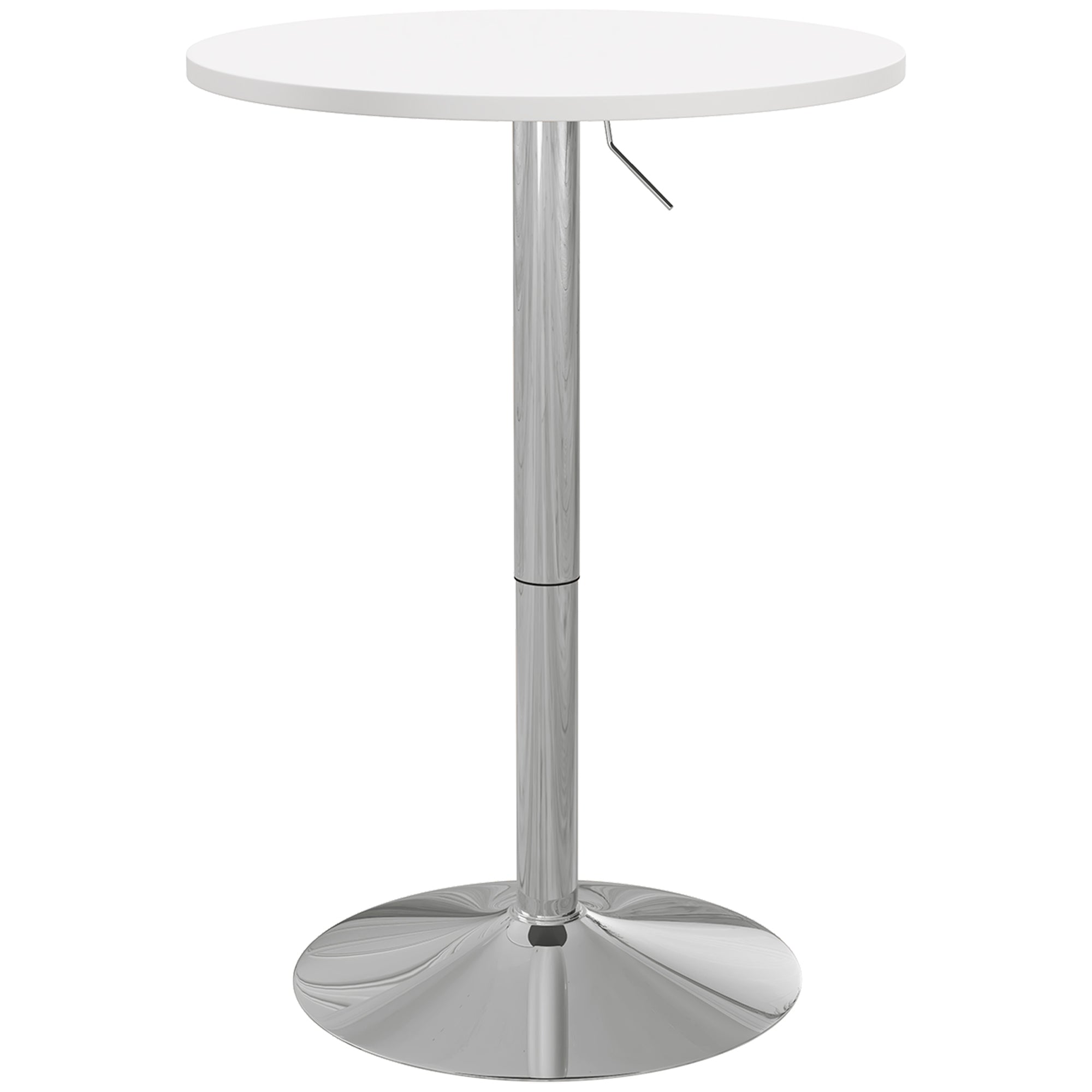 Round Adjustable Pub Table with 360?? Swivel Top & Steel Base, White