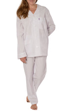 Pijama Mujer Largo Premium Solapa Seda Rayas - Violeta 0901_91