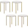 Set of 4 Modern Stacking Stools with Metal Legs Velvet-Touch, Cream White