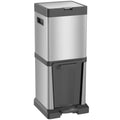 20+14L Stainless Steel Vertical Dual Kitchen Bin with Tilt Out Bin, Soft-Close Lid, Silver