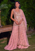 Peach Georgette Sharara Set By KYNAH, Luxury Indian Fashion & Bridal Wear