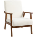 Boucle Accent Chair, Wide Seat Armchair with Thick Padded and Solid Wood Frame, White