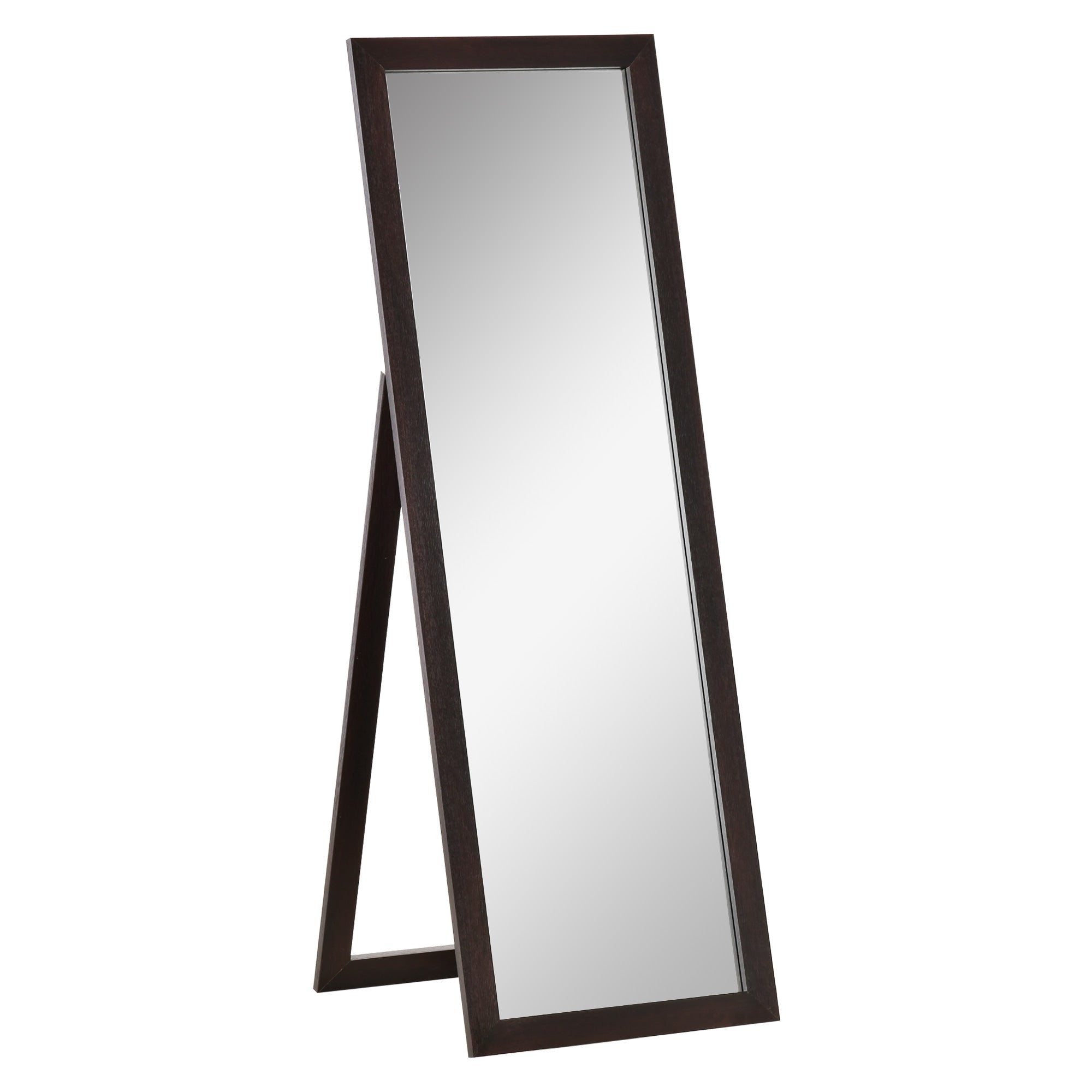 58" x 20" Full Length Mirror, Rectangular Floor Standing Mirror for Bedroom, Brown