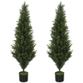 Set of 2 Artificial Cypress Trees 120 cm Tall in Weighted Pots with 1092 Leaves