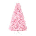 7' Artificial Pink Christmas Tree with Auto Open, Steel Base, Wide Shape